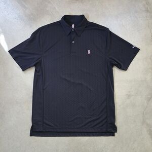 IZOD Men's black Shortsleeve polo with pink embroidered Cancer  logo Small